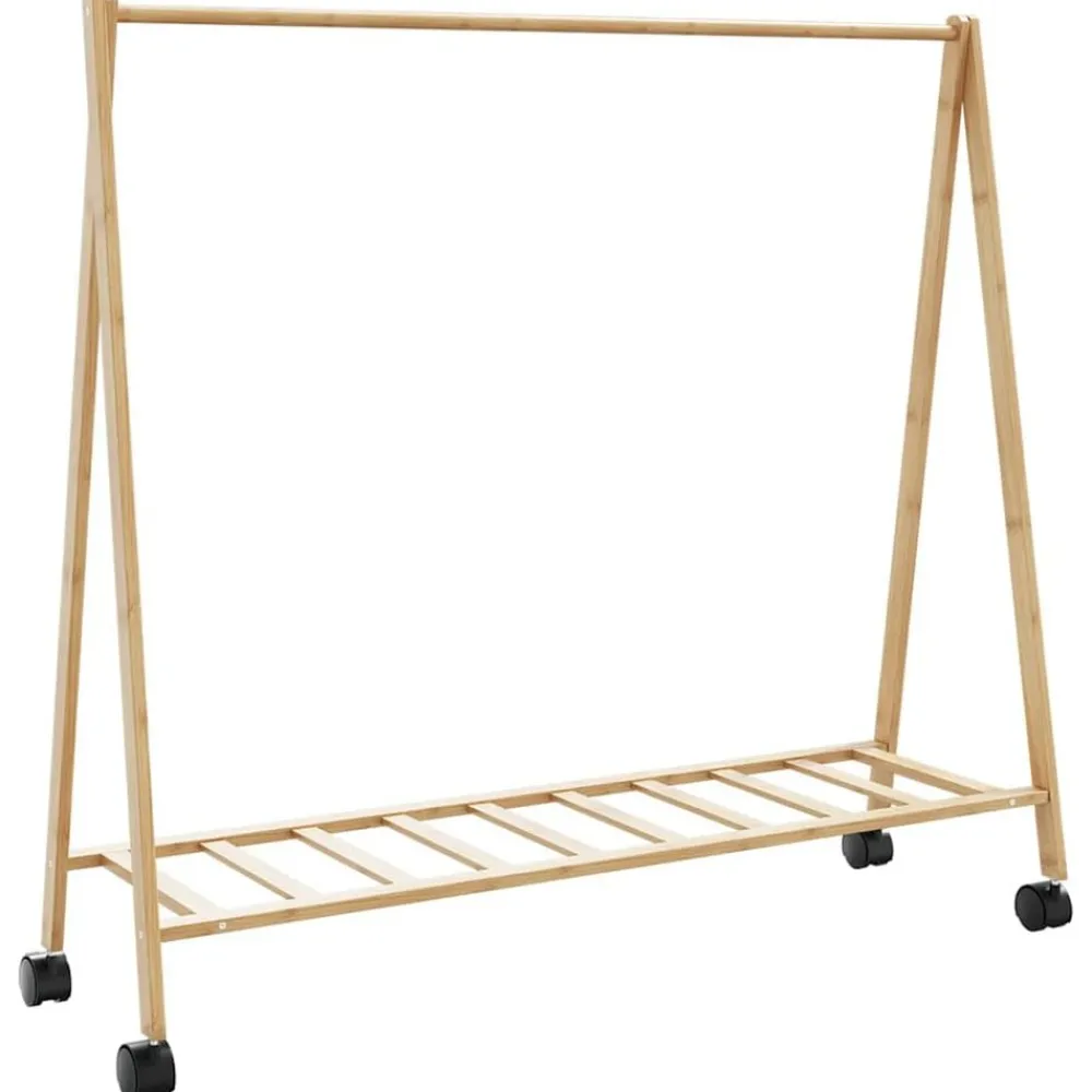 Kledingrek met schappen en wielen 106x34x106,5 cm bamboe>vidaXL Discount