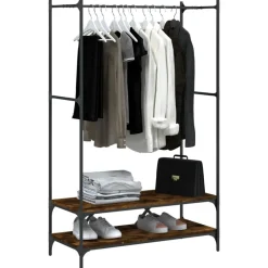 Kledingrek met schappen bewerkt hout kleurig><noscript><img width=