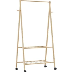 Kledingrek met schappen en wielen 96x45,5x155,5 cm bamboe>vidaXL Clearance