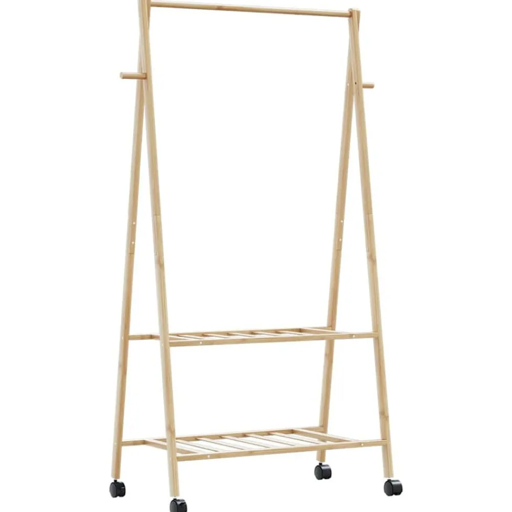 Kledingrek met schappen en wielen 96x45,5x155,5 cm bamboe>vidaXL Clearance