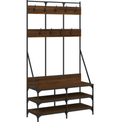 Huishoudelijke Benodigdheden*vidaXL Kledingrek met schoenenrek 100x40x184 cm bruin eikenkleur