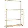 Kledingrek met schappen en wielen 90x35x155 cm bamboe>vidaXL