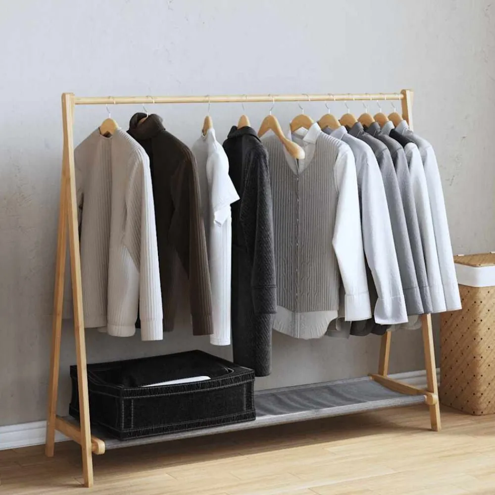 Kledingrek met schappen 106x34x102 cm bamboe>vidaXL Online