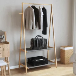 Kledingrek met schappen 96x45,5x150,5 cm bamboe><noscript><img width=