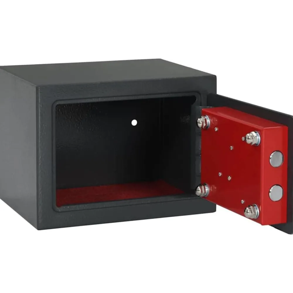 Kluisdoos met slot Donkergrijs 23 x 17 x 17 cm Staal>vidaXL Best