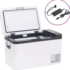 Koelbox met handvat en adapter 18 L PP & PE zwart en wit>vidaXL Outlet
