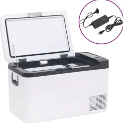 Koelbox met handvat en adapter 25 L PP & PE zwart en wit>vidaXL Best