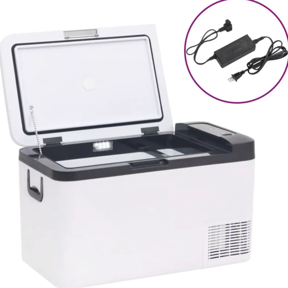 Koelbox met handvat en adapter 25 L PP & PE zwart en wit>vidaXL Best