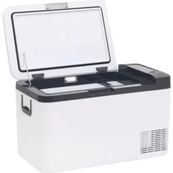 Koelbox met handvat en adapter 25 L PP & PE zwart en wit><noscript><img width=