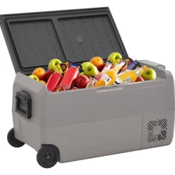 Koelbox met wielen en adapter 50 L PP en PE zwart en grijs>vidaXL