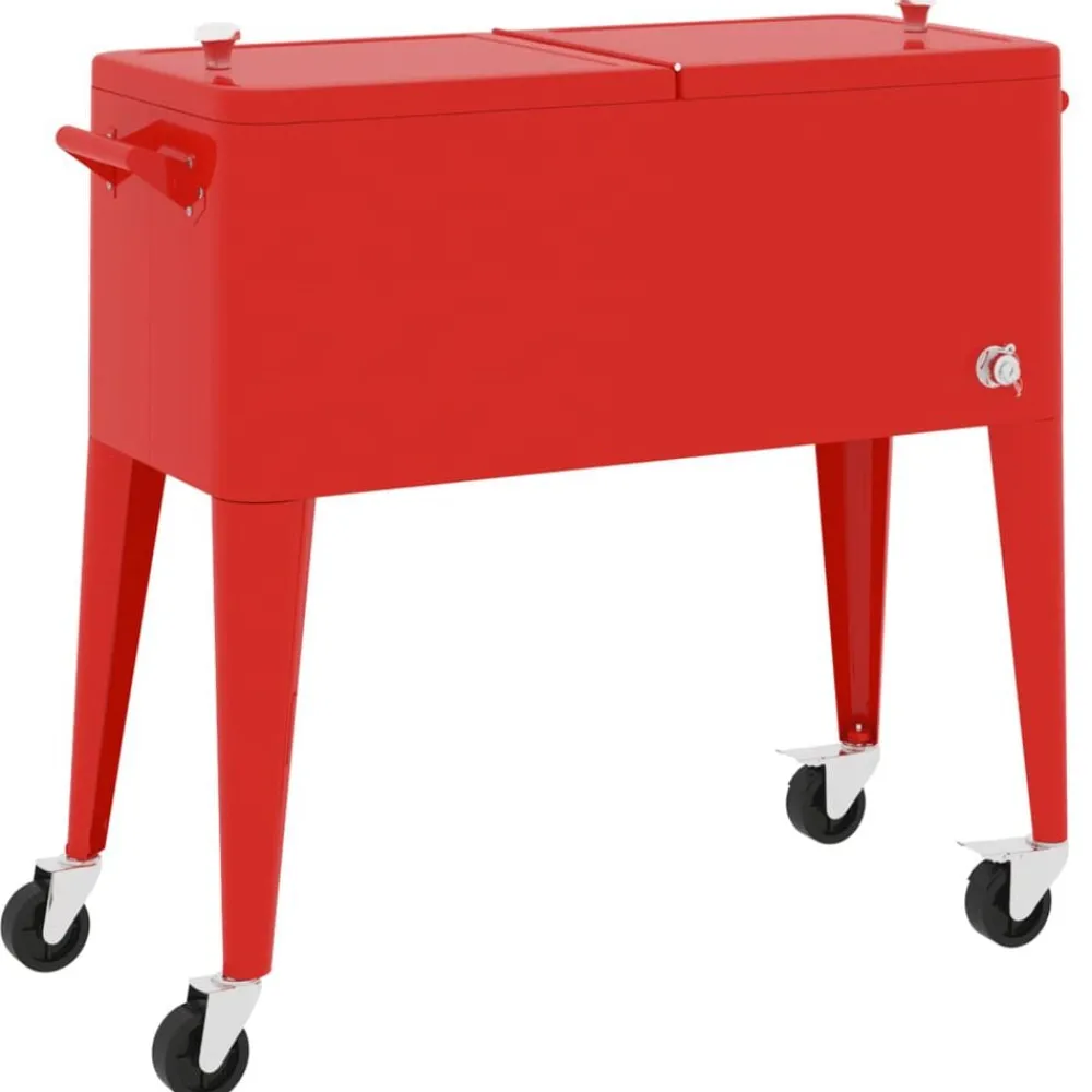 Keuken & Eetkamer*vidaXL Koelbox op wielen 92x43x89 cm rood