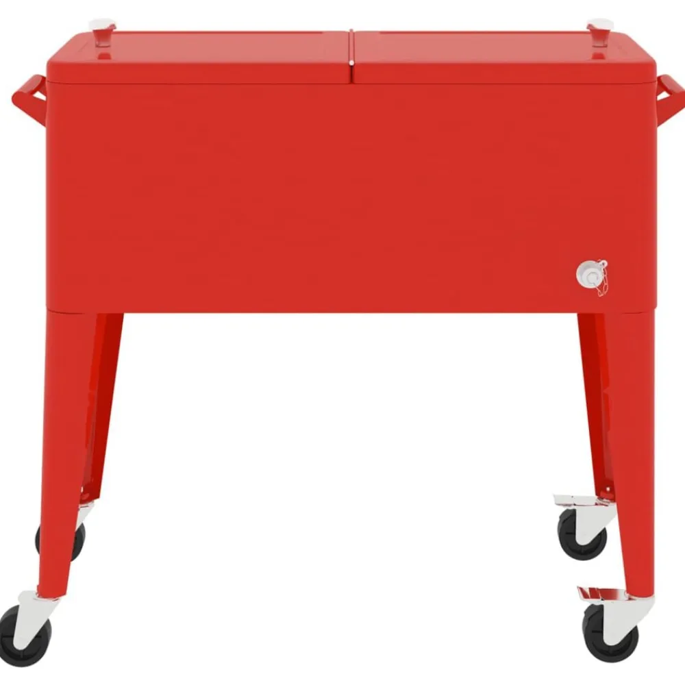 Keuken & Eetkamer*vidaXL Koelbox op wielen 92x43x89 cm rood