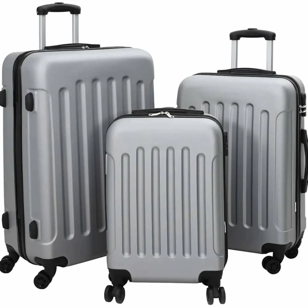 Bagage & Tassen*vidaXL Koffer met slot 3 pcs 50 x 31 x 78 cm ABS Kunststof Zilver