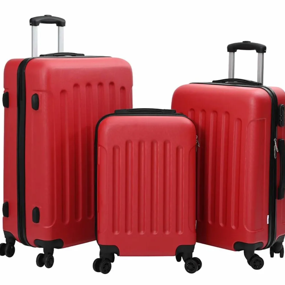 Bagage & Tassen*vidaXL Koffer met slot 3 pcs 50 x 31 x 78 cm ABS Kunststof Rood