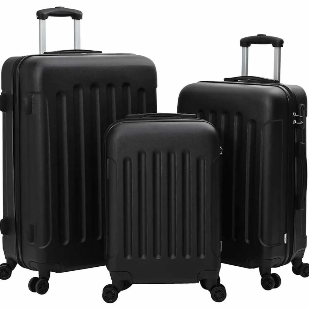 Bagage & Tassen*vidaXL Koffer met slot 3 pcs 50 x 31 x 78 cm ABS Kunststof Zwart