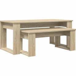 Tafels*vidaXL Koffietafel Set 2 pcs Bewerkt hout Sonoma eiken