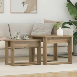 Tafels*vidaXL Koffietafel Set 2 pcs Artisan Eiken Bewerkt hout artisanaal eikenkleurig