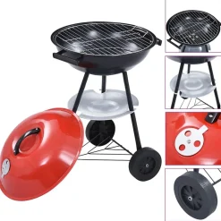 Keuken & Eetkamer*vidaXL Kogelbarbecue houtskool met wieltjes XXL 44 cm