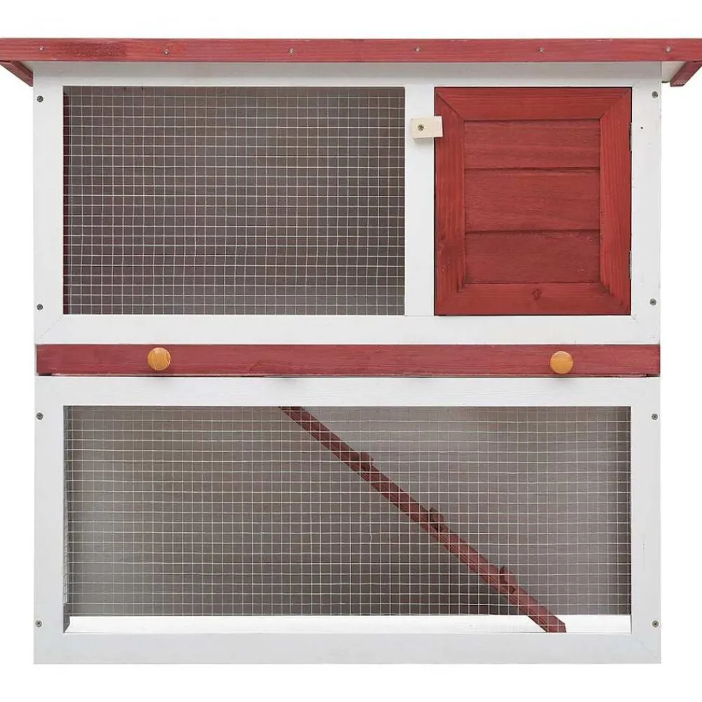 Huisdierbenodigdheden*vidaXL Konijnenhok voor buiten met 1 deur hout Rood