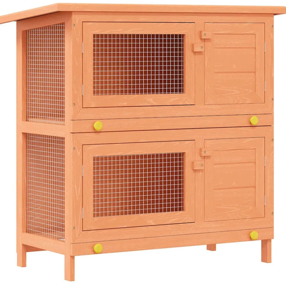 Konijnenhok voor buiten met 4 deuren hout>vidaXL Best