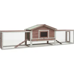 Huisdierbenodigdheden*vidaXL Konijnenhok 310x70x87 cm massief grenen- en vurenhout Mokka