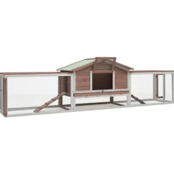 Huisdierbenodigdheden*vidaXL Konijnenhok 310x70x87 cm massief grenen- en vurenhout Mokka