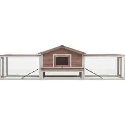 Huisdierbenodigdheden*vidaXL Konijnenhok 310x70x87 cm massief grenen- en vurenhout Mokka