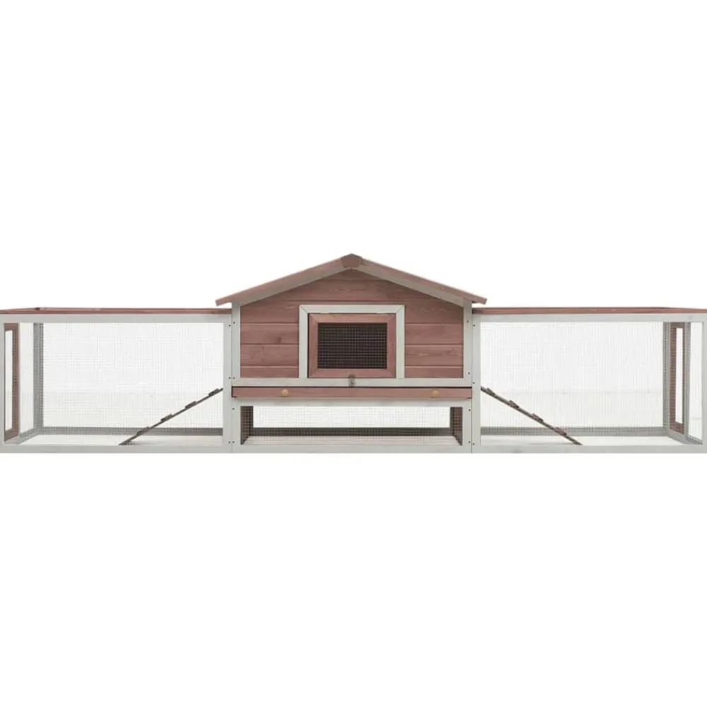 Huisdierbenodigdheden*vidaXL Konijnenhok 310x70x87 cm massief grenen- en vurenhout Mokka