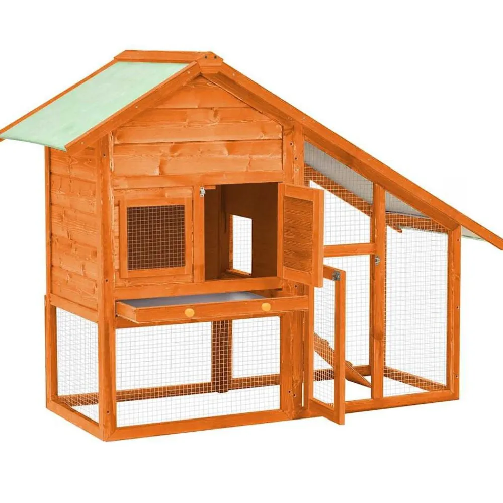 Huisdierbenodigdheden*vidaXL Konijnenhok 140x63x120 cm massief vurenhout Bruin