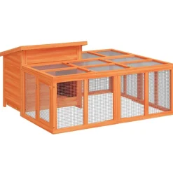 Huisdierbenodigdheden*vidaXL Konijnenhok 144x123x67,5 cm massief grenenhout Bruin