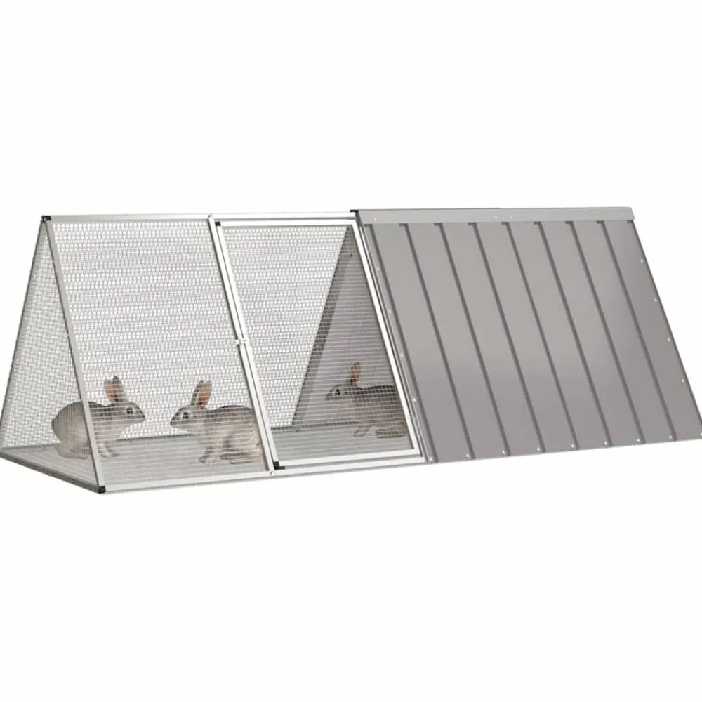Konijnenhok 201,5x80,5x71 cm gegalvaniseerd staal>vidaXL Online