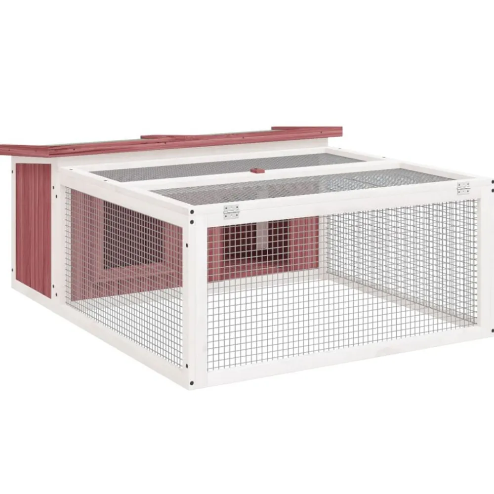 Huisdierbenodigdheden*vidaXL Konijnenhok 117,5x97x47,5 cm massief grenenhout kleurig Mokka