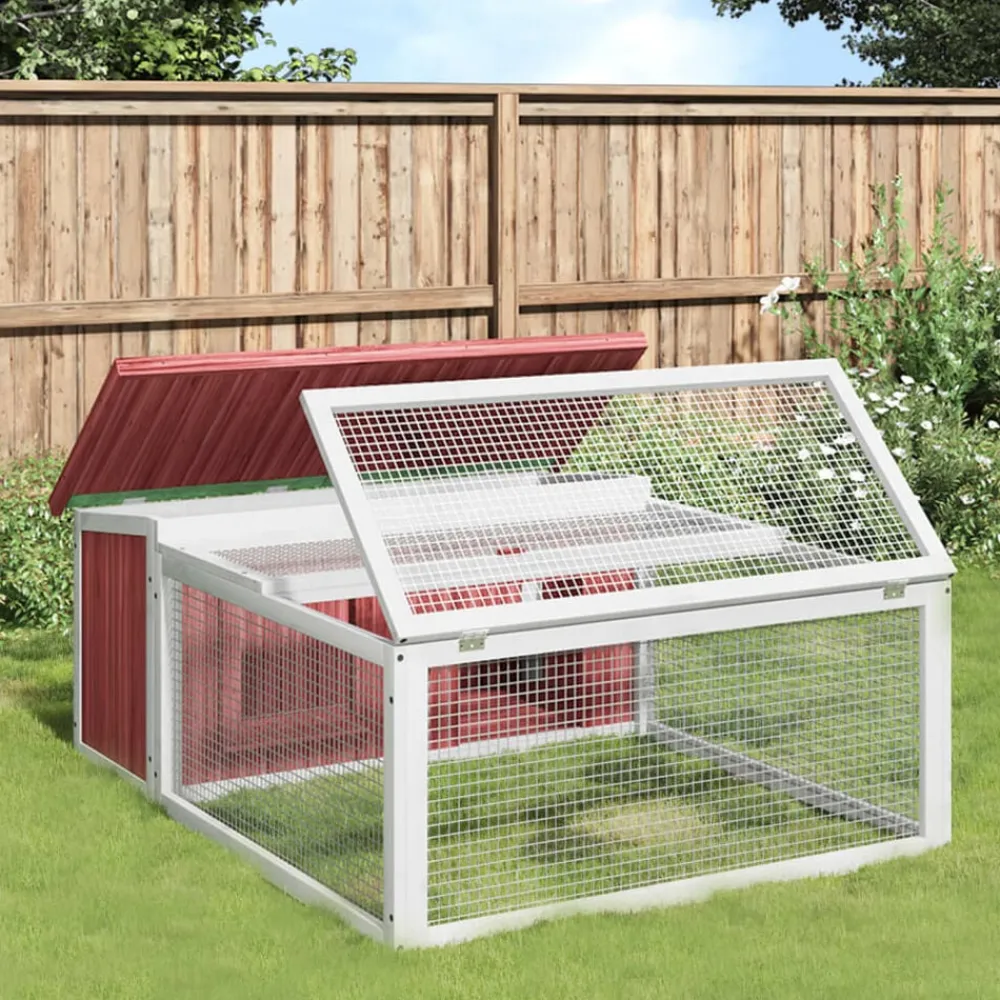 Huisdierbenodigdheden*vidaXL Konijnenhok 117,5x97x47,5 cm massief grenenhout kleurig Mokka