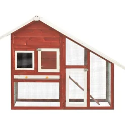 Huisdierbenodigdheden*vidaXL Konijnenhok 140x63x120 cm massief vurenhout Rood en wit