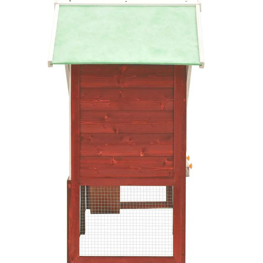 Huisdierbenodigdheden*vidaXL Konijnenhok 140x63x120 cm massief vurenhout Rood en wit