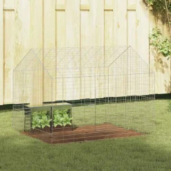 Huisdierbenodigdheden*vidaXL Konijnenkooi Zilver 400 x 78 x 78 cm Gegalvaniseerd staal
