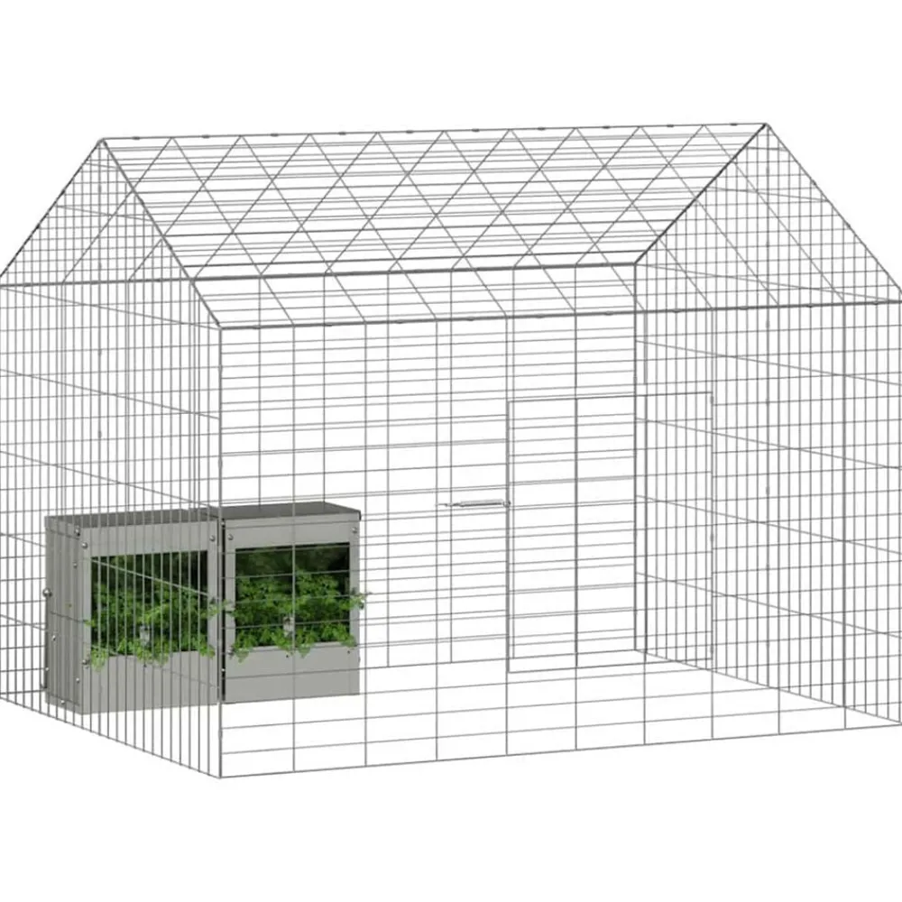 Huisdierbenodigdheden*vidaXL Konijnenkooi Zilver 400 x 78 x 78 cm Gegalvaniseerd staal