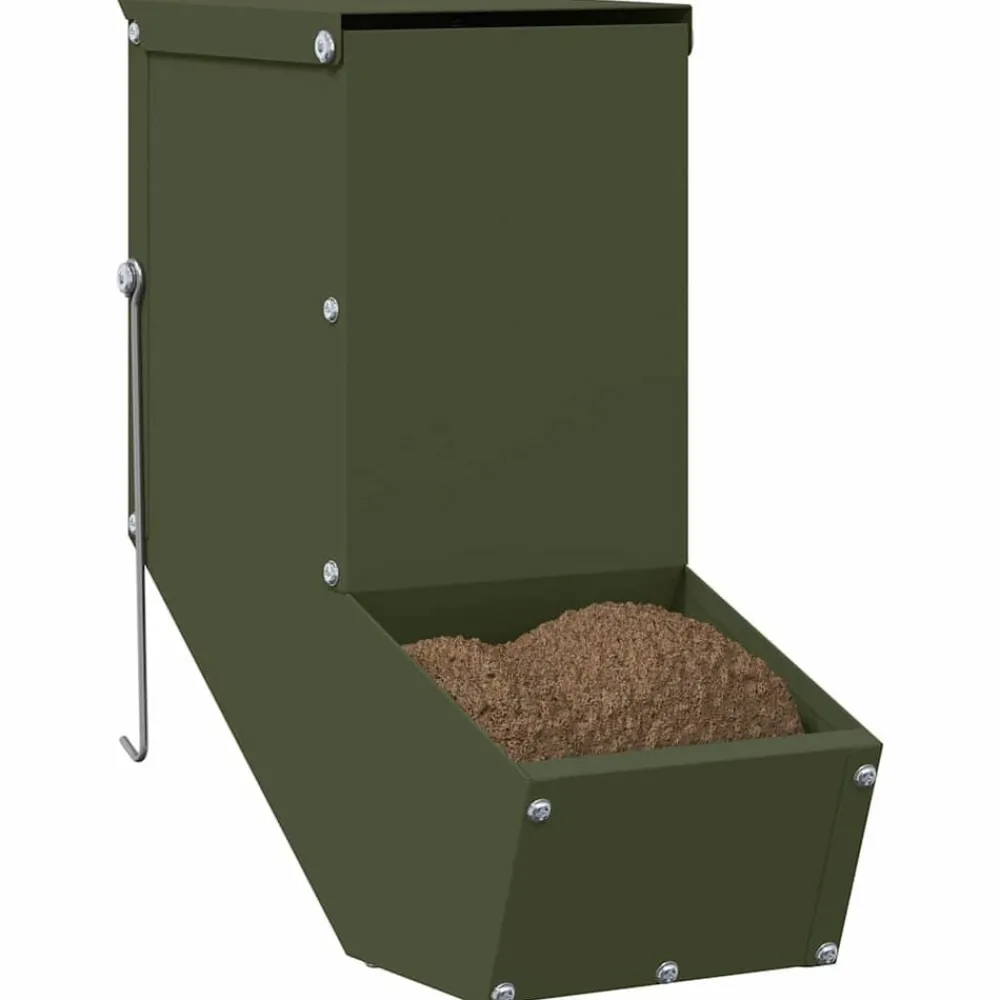 Konijnenvoer Olijf Groen 12,5 x 26 x 28,5 cm Koudgewalst Staal>vidaXL New