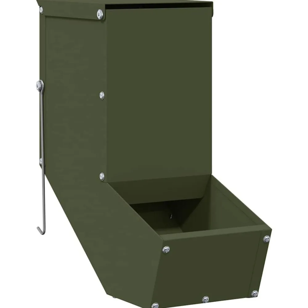 Huisdierbenodigdheden*vidaXL Konijnenvoer Olijf Groen 12,5 x 26 x 28,5 cm Koudgewalst Staal Olijfgroen