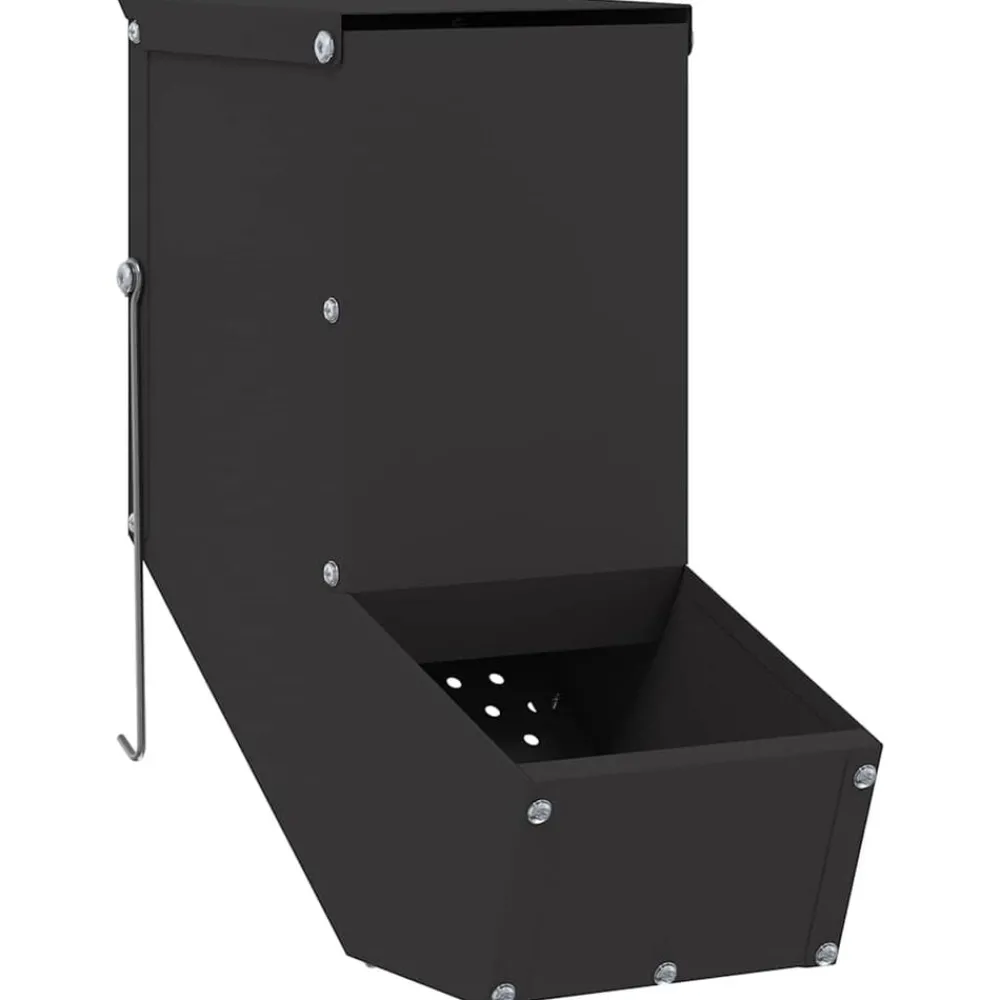 Huisdierbenodigdheden*vidaXL Konijnenvoer 12,5 x 26 x 28,5 cm Koudgewalst Staal Zwart