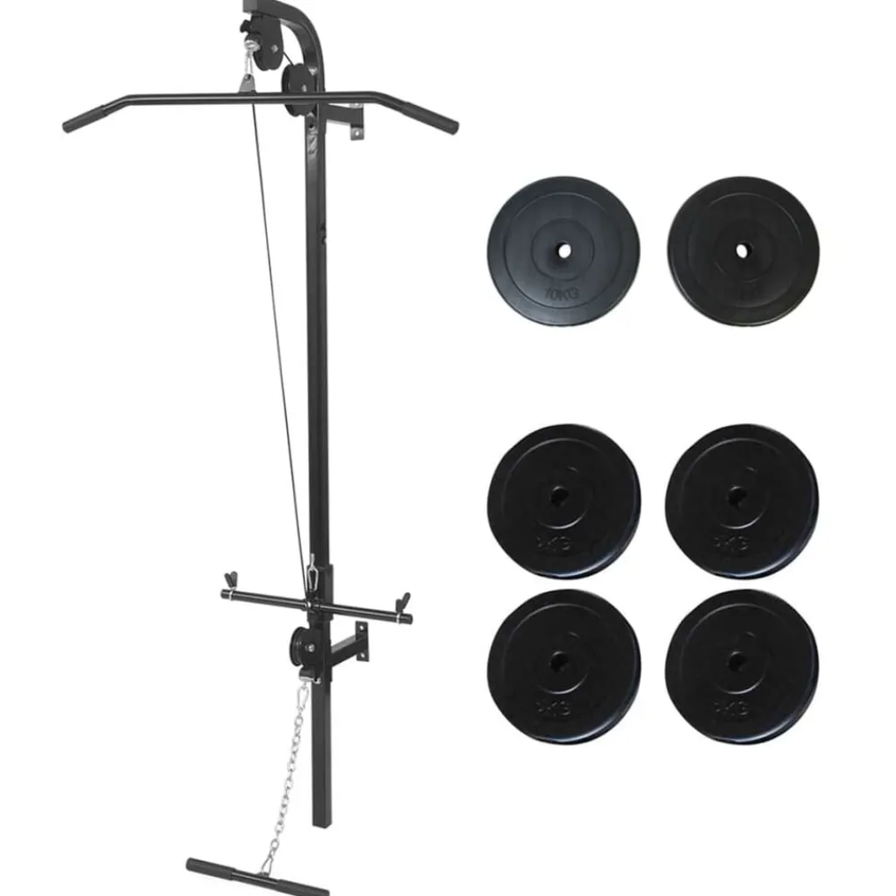 Fitness*vidaXL Krachttoren voor aan de wand met gewichtsschijven 40 kg