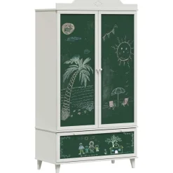 Kasten & Opbergmeubelen*vidaXL Krijtbord Kast met lade ROROS 90 x 45 x 165 cm Bewerkt hout Wit