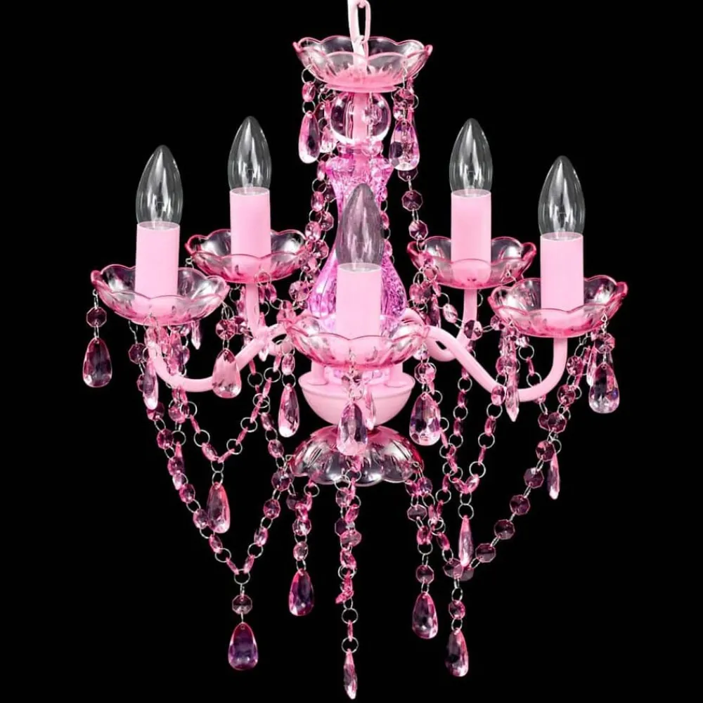 Kristallen licht met 5 gloeilampen rosa>vidaXL Discount
