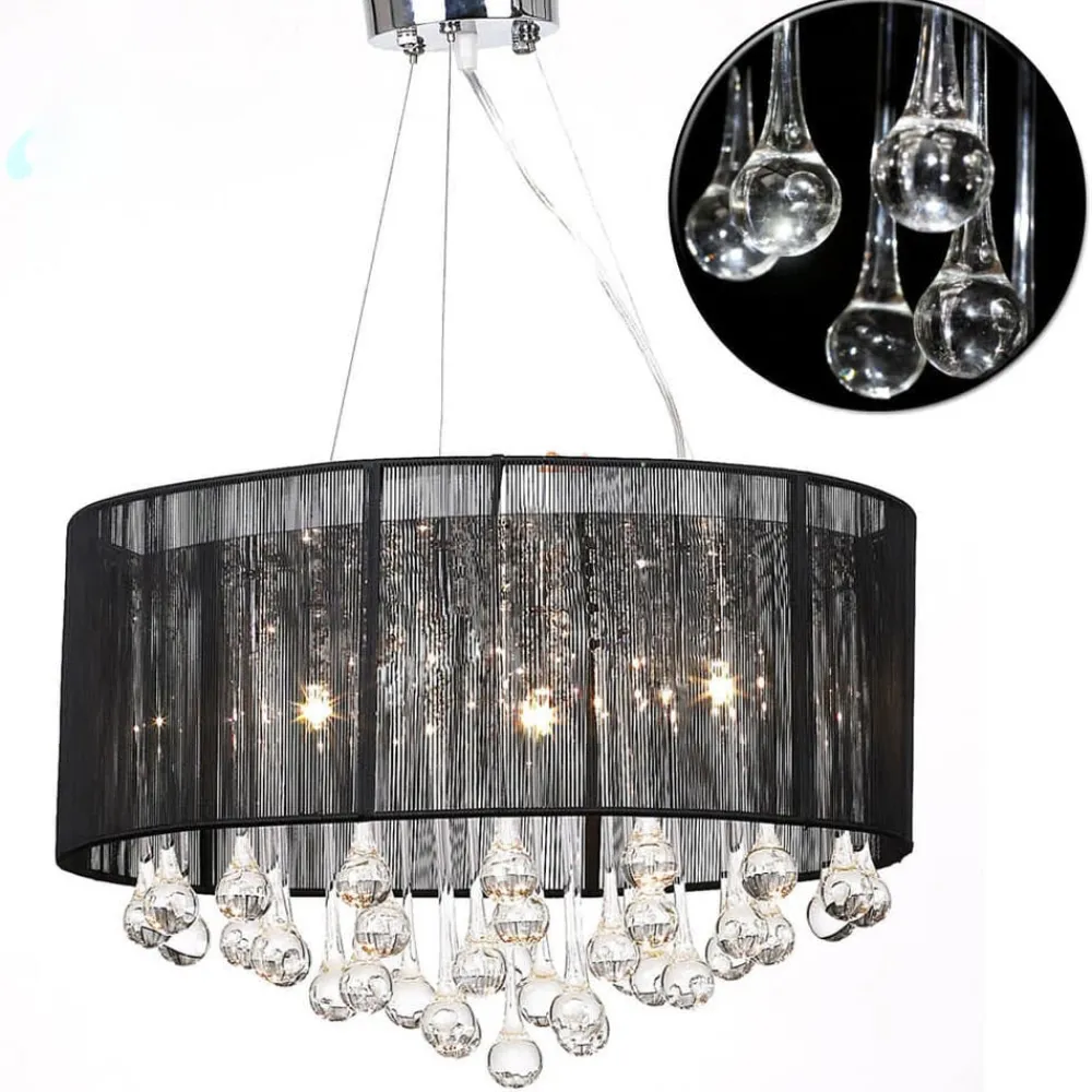 Verlichting*vidaXL Kroonlucht met 85 kristallen Zwart
