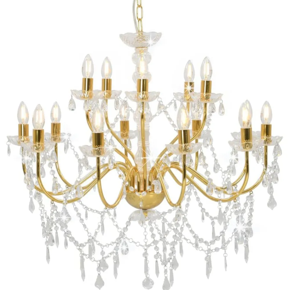 Verlichting*vidaXL Kroonluchter 2-laags 15xE14 kleurig Goud