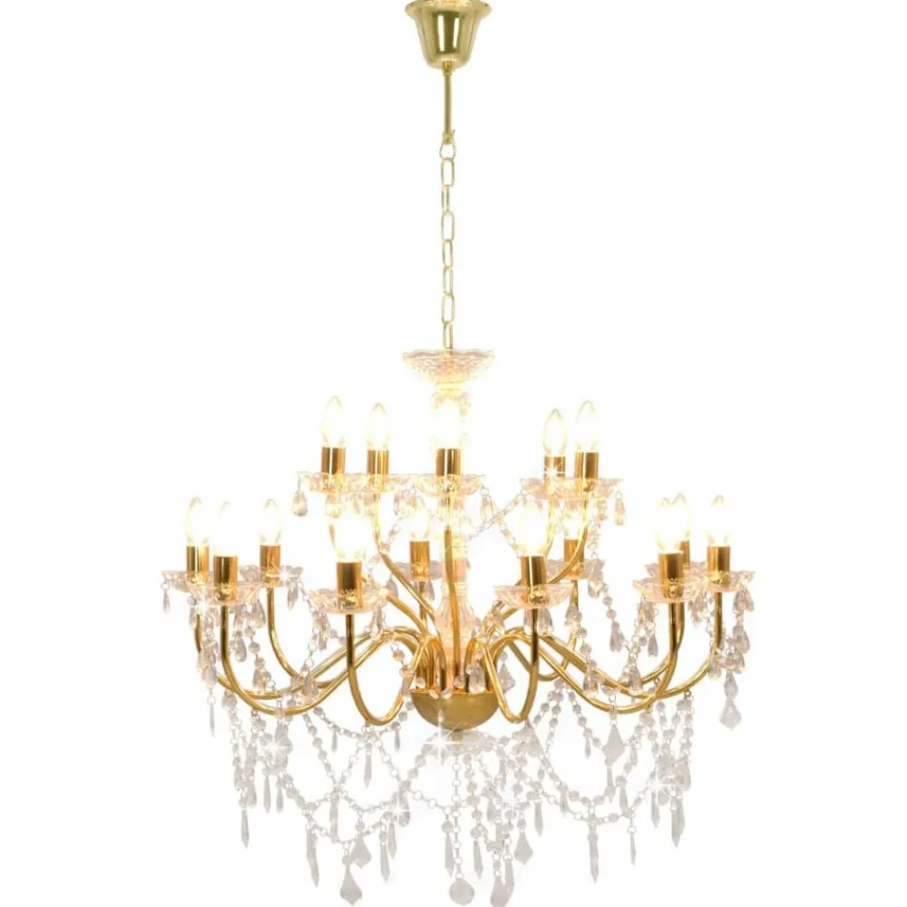 Verlichting*vidaXL Kroonluchter 2-laags 15xE14 kleurig Goud