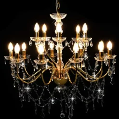 Verlichting*vidaXL Kroonluchter 2-laags 15xE14 kleurig Goud