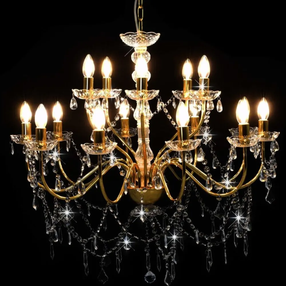 Verlichting*vidaXL Kroonluchter 2-laags 15xE14 kleurig Goud