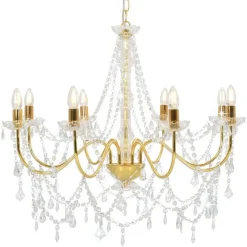 Verlichting*vidaXL Kroonluchter met kralen 8xE14 kleurig Goud