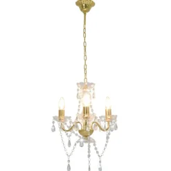 Kroonluchter met kralen rond 3xE14 kleurig>vidaXL Clearance